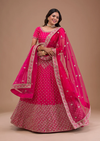 Rani Raw Silk Semi Stitched Lehenga